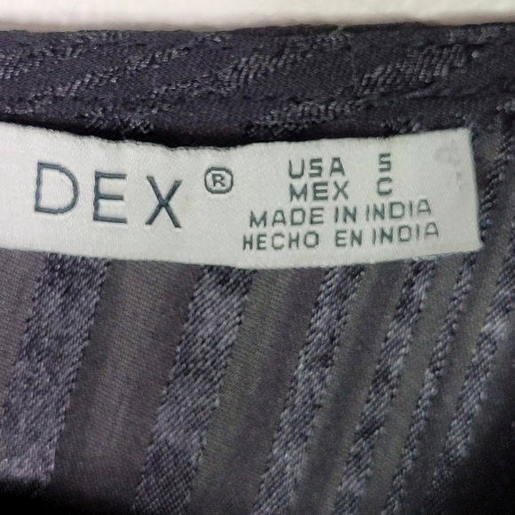 Dex Black Embroidered Striped Chiffon Frill Sleeve Dress Size S Small - Picture 11 of 13